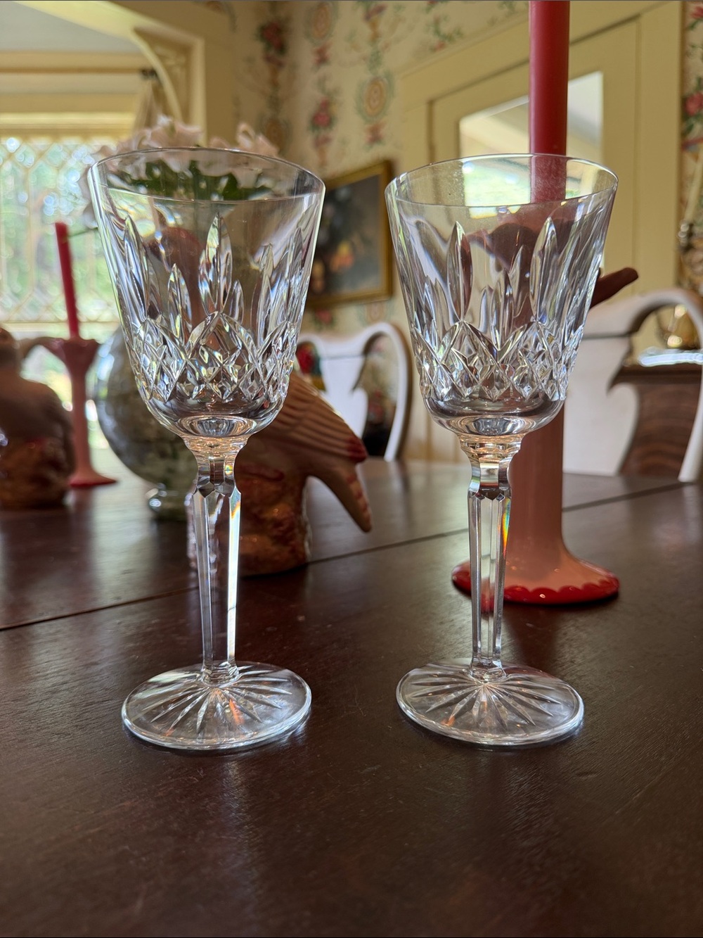 Waterford Lismore wine glasses. Pair of two
